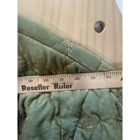 EUC Johnny Was Zaelia Lux Quilted Velvet Puffer Mint Green Coat Gold Trim XS/S - Picture 8 of 16